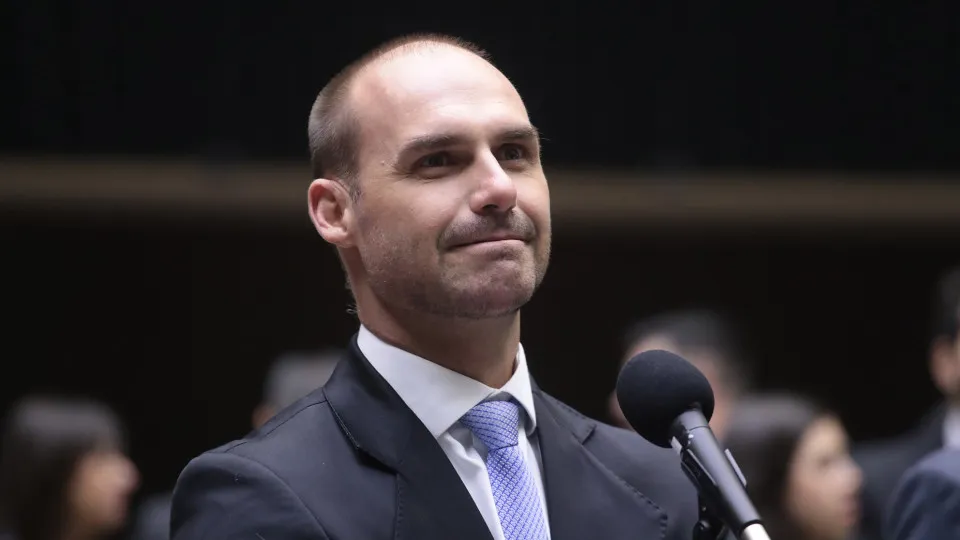 Ex-deputado Eduardo Bolsonaro envia vídeo para a convenção do PL em SP