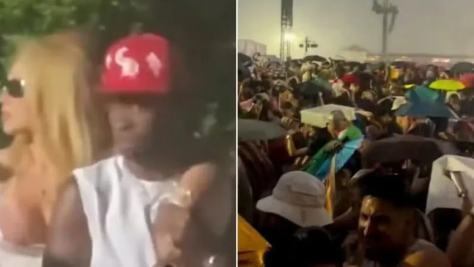 Virginia e Vini Jr. passam perrengue em show evacuado de Bad Bunny